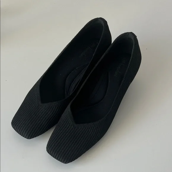 BURUDANI Knit Block Heel square toe pumps black 9 - Picture 2 of 8